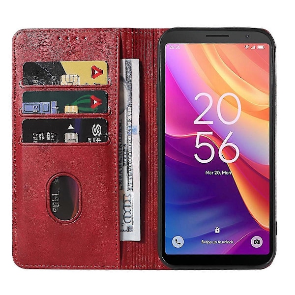 Magneettinen nahkakotelo TCL 501 -puhelimelle Red