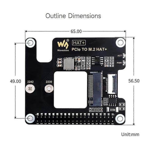 for 5 PCIe til M.2 HAT NVME Udvidelseskort med 16P Kabel GPIO Header Support Aktiv Køler til RPI 5 Pi5