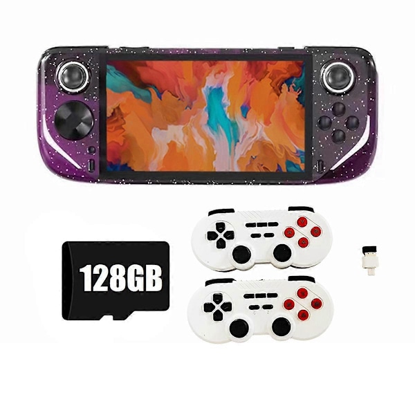 E6Plus Håndholdt Spillekonsol+2xController 128G+20000Spil 5 Tommer Bærbar Arkade Videospillekonsol Understøtter Tilslutning til TV C