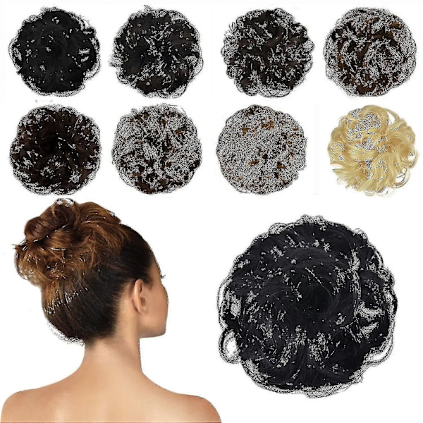Hårknut Scrunchie Upprullad Hårförlängning Hårband Hästsvansförlängning Natural Black