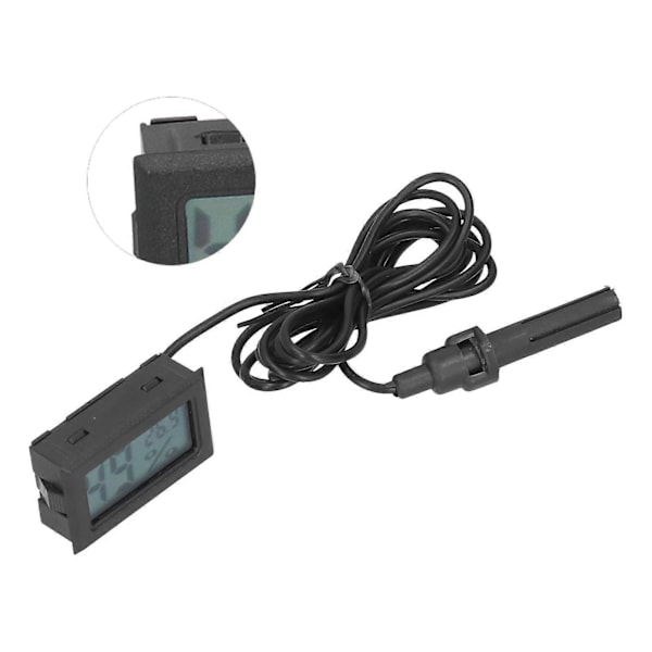 Temperatur Fugtighedsmåler Sort Mini Indendørs LCD Termometer Hygrometer med Probe