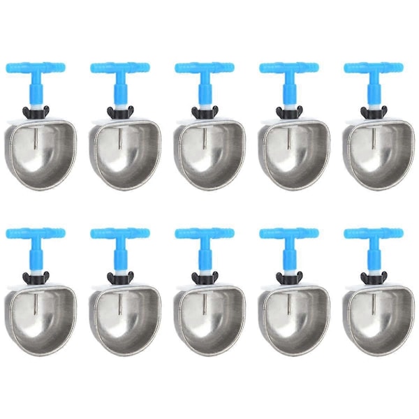 10 Set Kanindricka i Rostfritt Stål, Kaninuppfödningsutrustning Anti-Rep Rostfritt Stål Nipple Dricka (Siames)