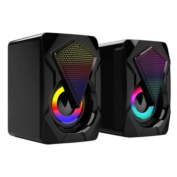 X2 USB Kablet Computerhøjttaler Multimedie Computer Subwoofer Farverig Lyseffekt RGB Desktop Spilhøjttaler