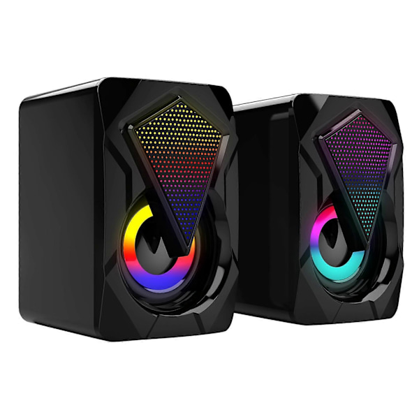 X2 USB Trådbunden Datorhögtalare Multimedia Datorsubwoofer Färgglad Belysningseffekt RGB Skrivbordsspelhögtalare