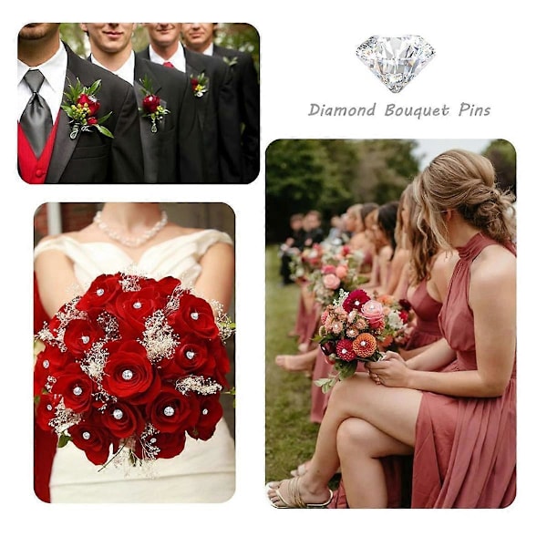 Blomster Corsage Bukett Nål 2 Tum Blomsternål för Bukett Strass Bukett Nål Bröllopstillbehör DIY Hantverk Sömnad B