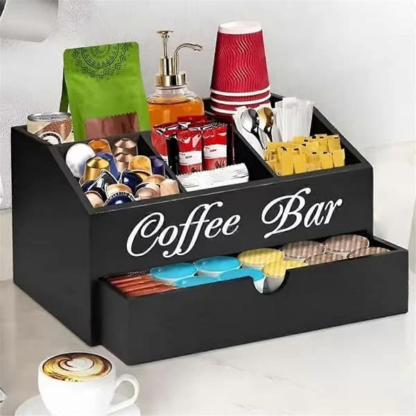Kaffe Te Holder Kurv Tre Kaffeholder Rustikk Kaffebar Dekor Kaffetilbehør Organizer for Hjemmekaffebar