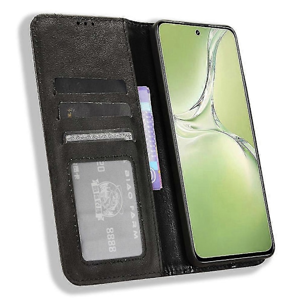 Til Oppo K12x 5G/ OnePlus Nord CE 4 Lite 5G Stand Case Magnetisk Lukning Læder Telefon Cover Black