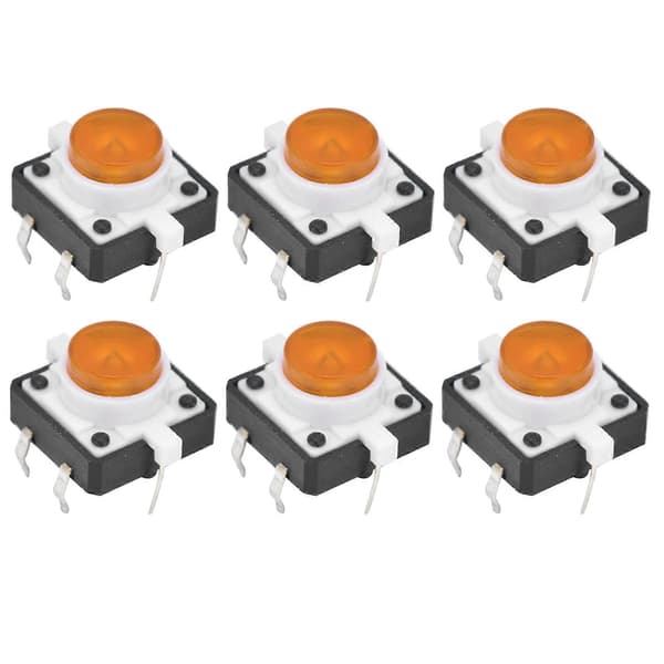 20 STK 12x12x7.3mm Taktil Trykknap Switch LED Momentær Taktil Trykknap Switch Gul
