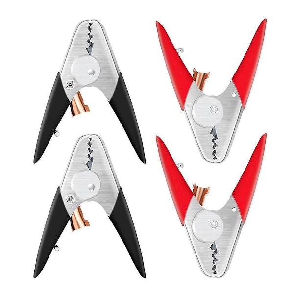 Startkabels Klemmer Kraftige 4 Stk, Batteriklemmer Startkabelender 15 cm Batterioplader Klemmer Alligatorklemmer