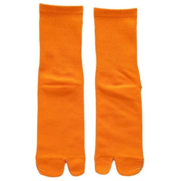 Naisten Miesten Ribbineulotut Puuvillaiset Varvassukat Kimono Tabi Crew Sukkien Harajuku Neon Yksivärinen Rullalauta 2 Varpaan Sandaali Rento Puolipitkä Sukka Orange