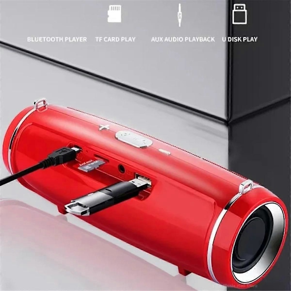 Trådlös 3D-surround Bluetooth-högtalare för utomhusbruk Caixa de Bluetooth 200W Högeffekts Portabel Bas TWS/FM (Svart)