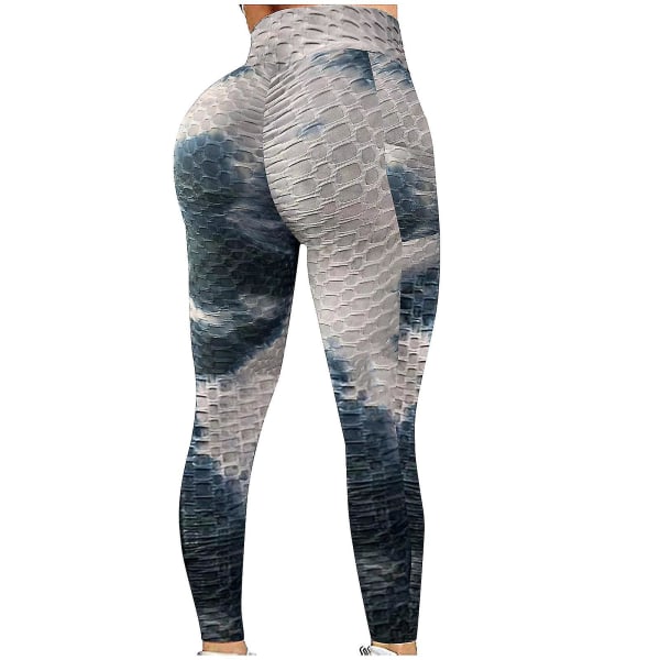 Tflycq Mode Kvinnor Långa Flerfärgade Tajta Hög Midja Elastiska Sport Yoga Byxor Black L