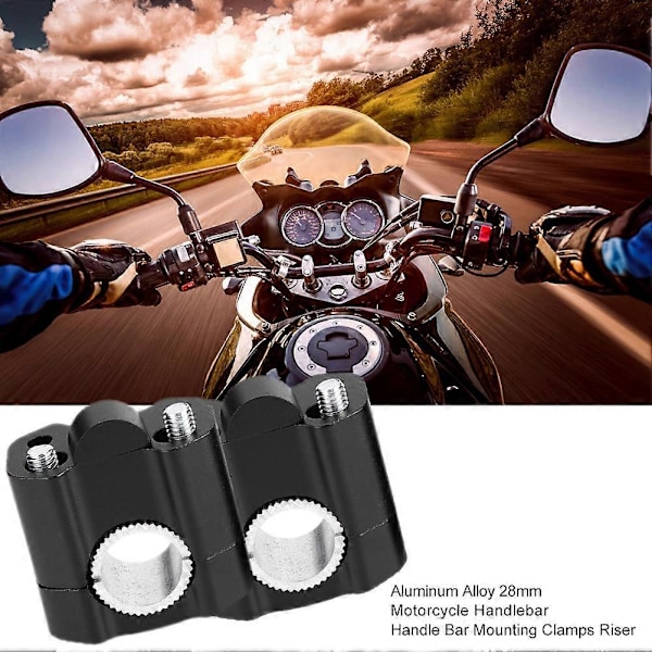 2 stk. 28 mm Motorcykelstyr Monteringsklemmer i Aluminiumlegering - Sort