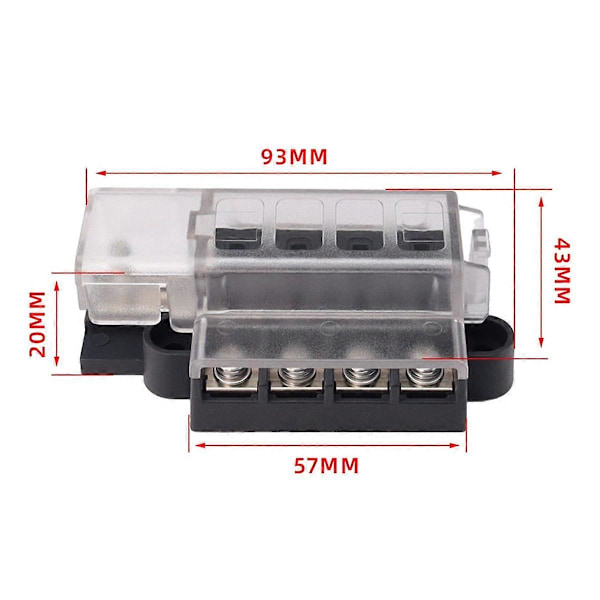 CP-4424 4-vejs sikringsboks Sikring 1 ind 4 ud Isolering Flammehæmmende Vandtæt Transparent sikringsboks til Auto RV Yacht