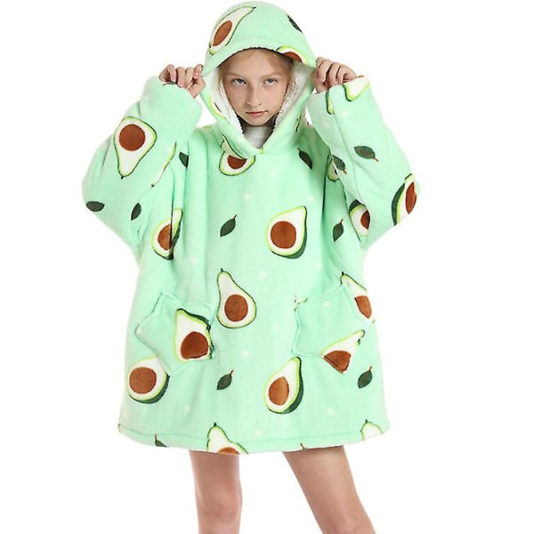 Fleecefodrad Filttröja Varm Sherpa Oversized Stjärnfickor Loungewear Nattkläder För Flickor Pojkar Tonåringar Avocado