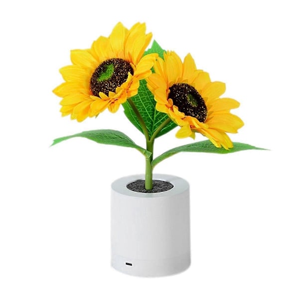 B Oppladbar Solsikke LED Simulerings Nattlys Bordlampe Simuleringsblomster Dekorativ Skrivebordslampe