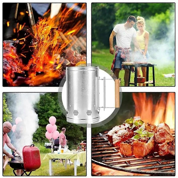 Metall Tennings Charcoal Fat Hurtigstart Bøtte med Håndtak Utendørs Camping Karbon Grillrist Verktøy Båltenning