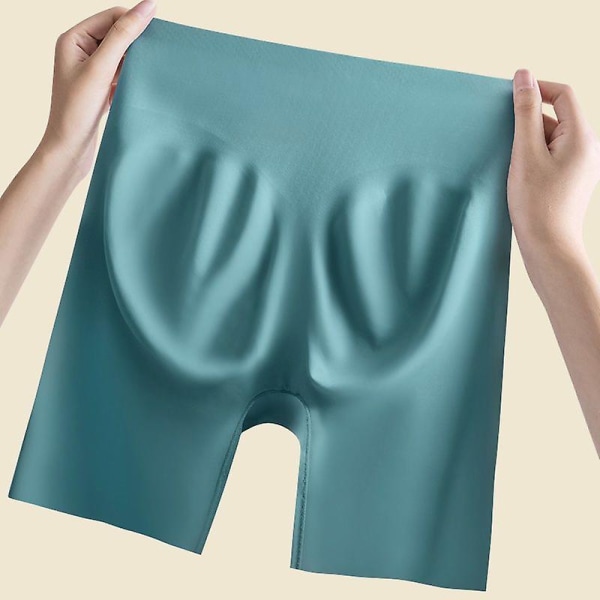 Hög midja Seamless säkerhetsshorts Enfärgad buken Höft hissshorts för kvinnor lår bantning Dark Green M