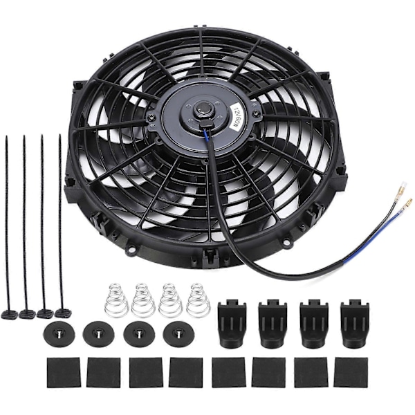 12 tommer Universal Tynd Bil Push Pull Elektrisk Motor Køleventilator 12V med Monteringssæt