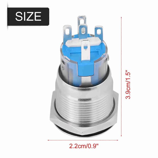 12V Hvid LED Bilmotor Start Stop Trykknap Kontakt Sølv Rustfrit Stål