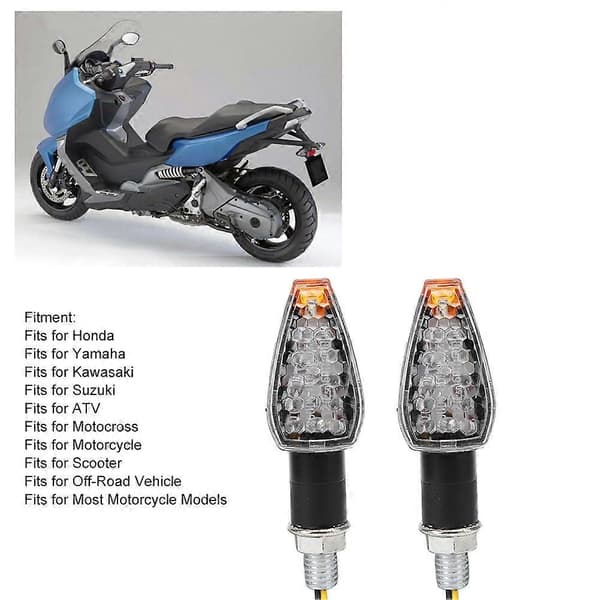 2 STK Motorcykel 14LED Blinklys Styrelampe Indikator Tilbehør Passer til Yamaha Transparent Linse