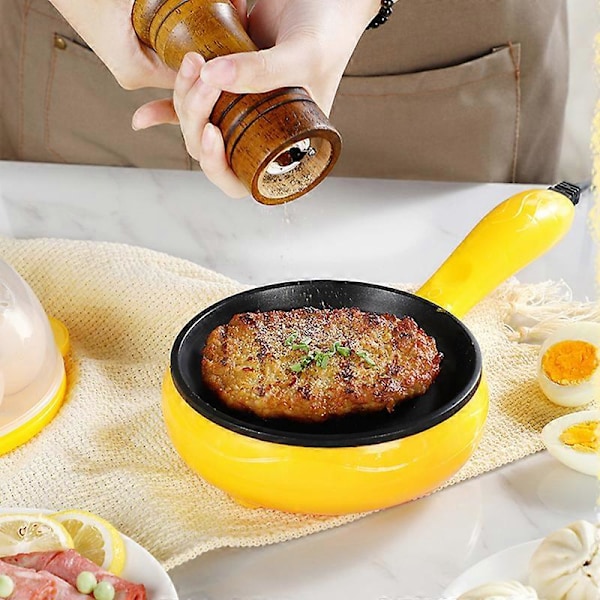 Multifunktionell 2 i 1 Äggkokare Non-Stick Äggstekpanna Äggkokare Automatisk Avstängning Äggkokare Maskin för Hem Sovsal Gul