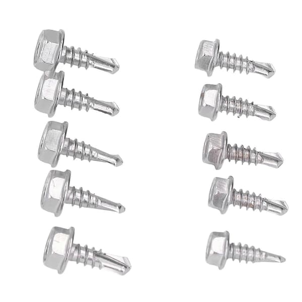 100 stk. selvborende skruer, sortiment med sekskantshoved, 410 rustfrit stål, 4,2x13 mm, 4,8x13 mm