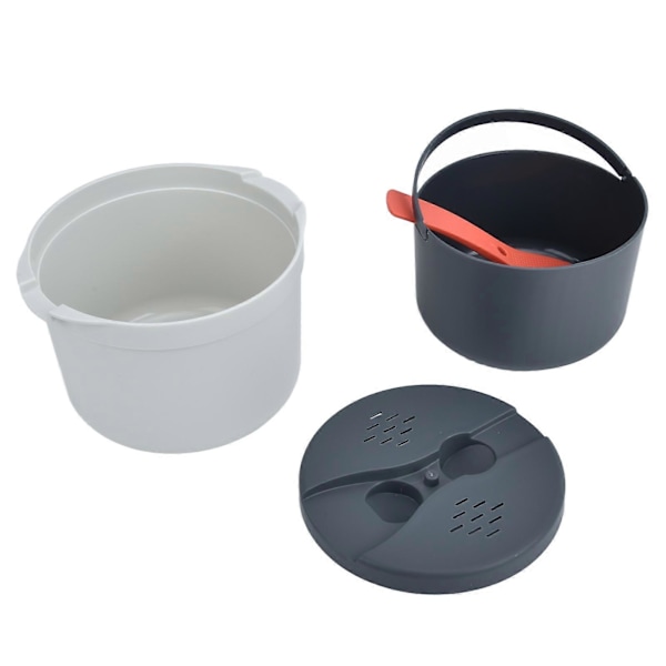 Mikrovågsugns Riskokare 2L Livsmedelsgodkänt PP Material Rissked Lock Sil Ångkokare Riskokare Set Orange