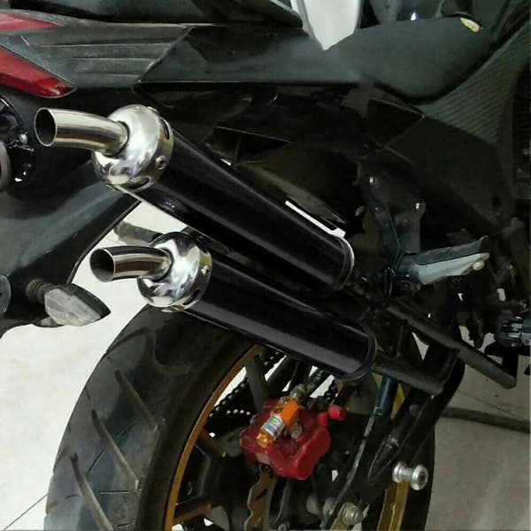 Rustfri Stål Udstødningspotte Lyddæmper 20mm/0.8in Modificerede Dele til 2 Takts Motorcykel Sort