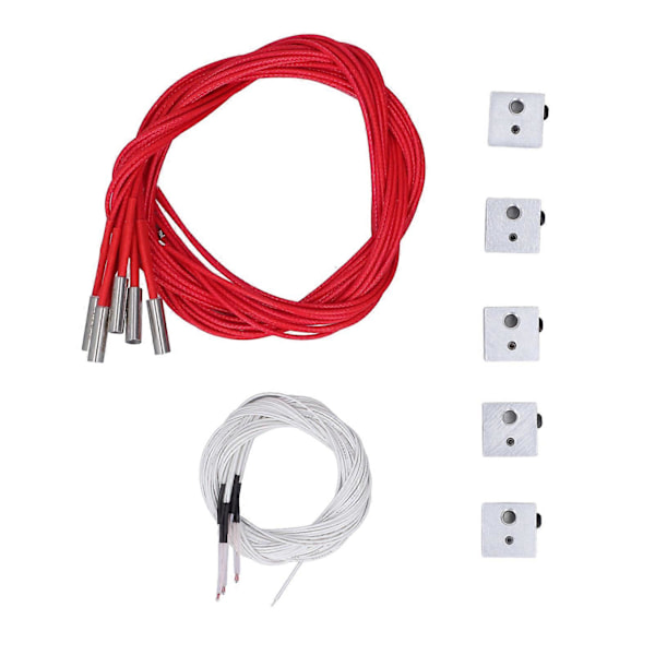 5 Set 3D-skrivare Värmeblock NTC 3950 100K Termistor Tillbehörssats för MK7 MK8