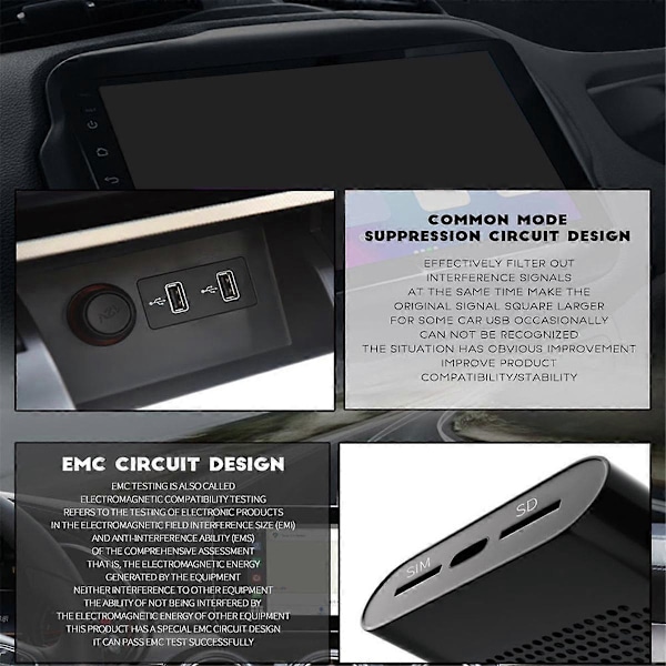4+64GB Carplay AI -boksi Android 10 Qualcomm 6125 Sisäänrakennettu -Yhteensopiva langaton auton multimedia soitin tukee 4G:tä