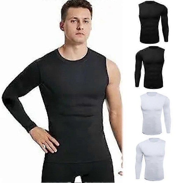Atletisk T-shirt til mænd med enkelt ærme, kompressionsskjorte til sport Left-black 55-65kg