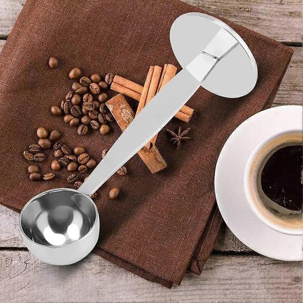 2-i-1 Kaffemåleskje og Kaffestamper i Rustfritt Stål