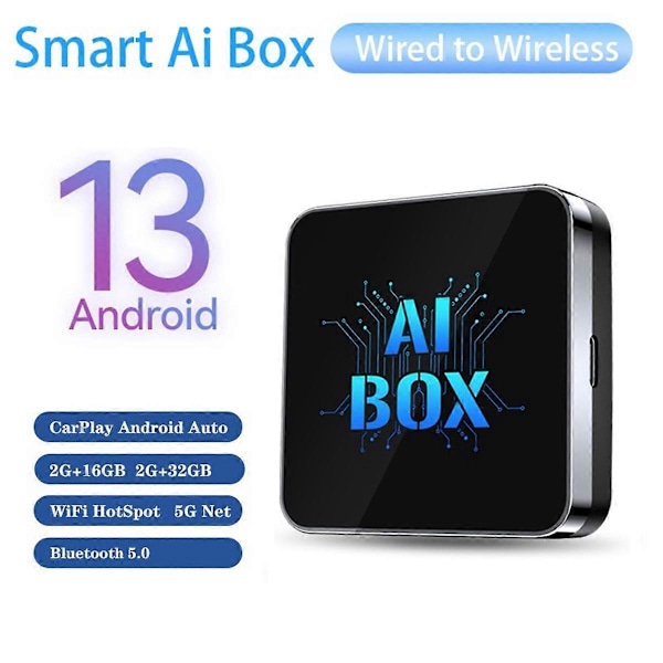 CarPlay AI Boks Android 13 5Ghz WiFi Bluetooth Android Auto Trådløs CarPlay Adapter 2G+32G
