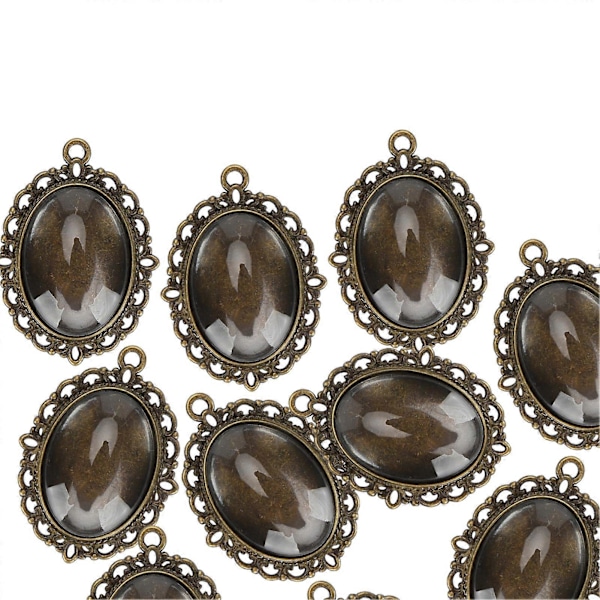 10 Sett Glass Patch Anheng Oval Brett Glass Cabochon Klare Kuppelfliser DIY Smykkematerialer