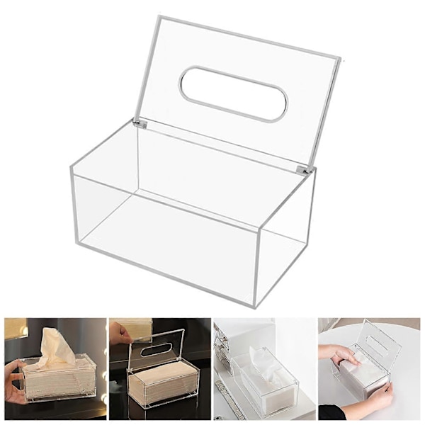 Vattentät Tissue Box Transparent Synlig Akryl Klar Servett Pappersförvaringslåda Hemorganisatör Daglig Användning