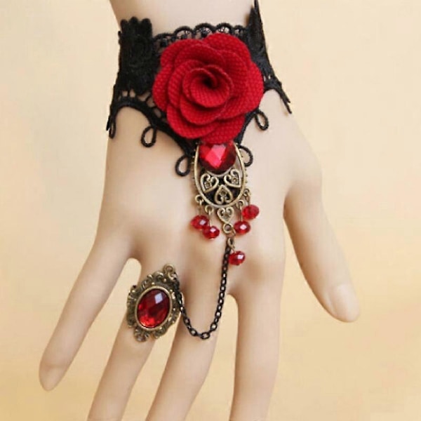Unikt Handsele Armband Elegant Rosdekor Svart