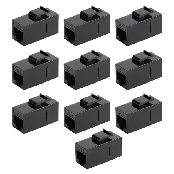 10 st Ethernet-kabelkontakter ABS Stabil överföring RJ45 Kabel Förlängningskontakter för Nätverkskommunikation