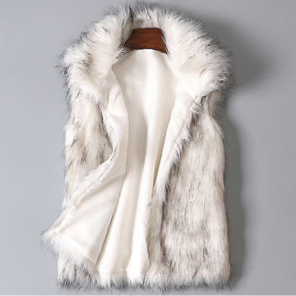 Uldvest til kvinder Faux Fur Vest Stand Collar Faux Fur Frakke Vest Jakke L S