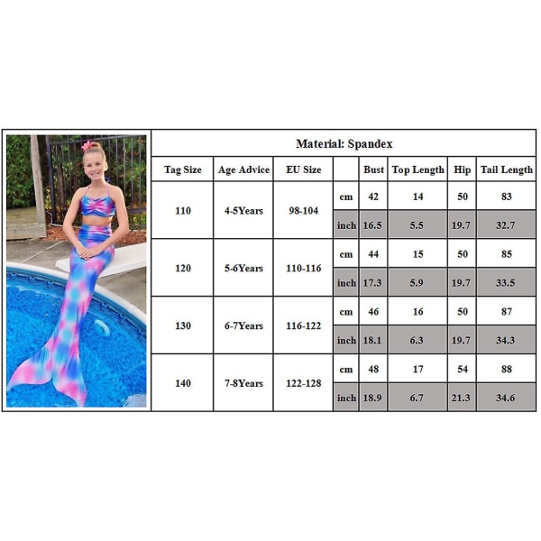 Barn Mermaid Tail Bikini Set Baddräkt för badkläder e1ec | Fyndiq
