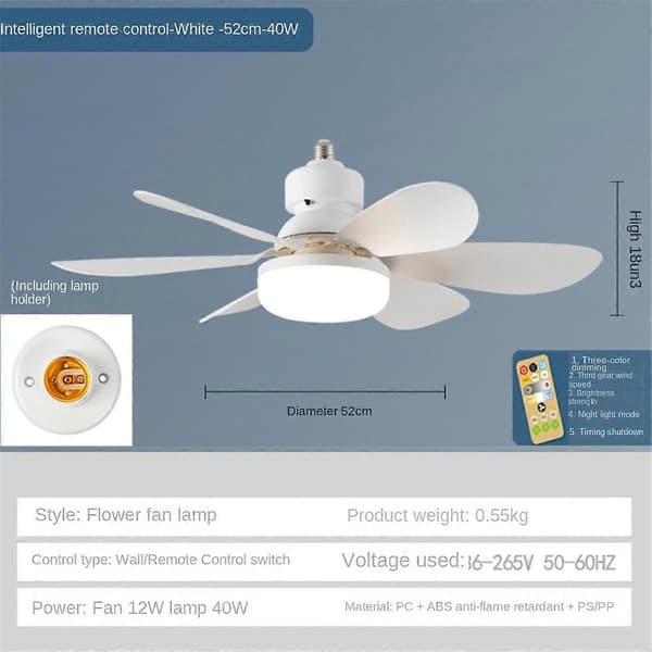 Loftlamper med ventilator, runde ventilatorlamper, soveværelse, restaurant, energibesparende lamper, E27 skrue, simple LED loftlamper med ventilator, 30W