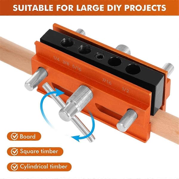 Självcentrerande Doweling Jig Kit, Jig Borrguide Bussningar Set, Hål Biscuit Joiner Set med 6 Bussningar, Borrguide