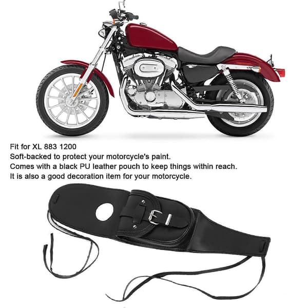 Motorcykel PU Läder Bränsletankskydd Panel Pad Bib Väska Ficka Passar XL 883 1200