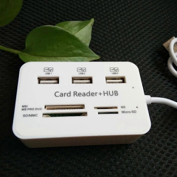 USB 2.0 Hub 3 Portar med USB-Kortläsare Hub 2.0 480Mbps Combo för MS/M2/SD/MMC/TF för PC Laptop