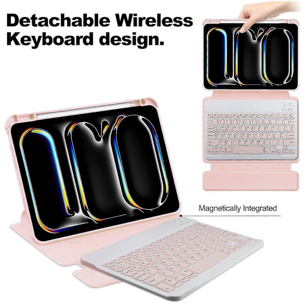 Tangentbord Smart Läderfodral För iPad Pro 11 2024 Pink