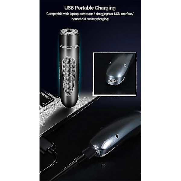 Bärbar USB-rakapparat Uppladdningsbar (svart)