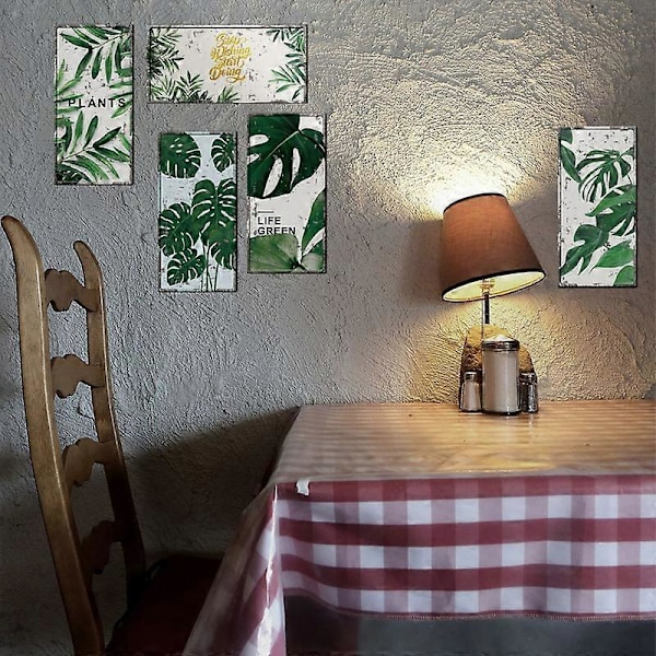 6 kpl Vihreä Kasvi Monstera Deliciosa Irrotettava Seinätarra Taide Sisustus Qinhai