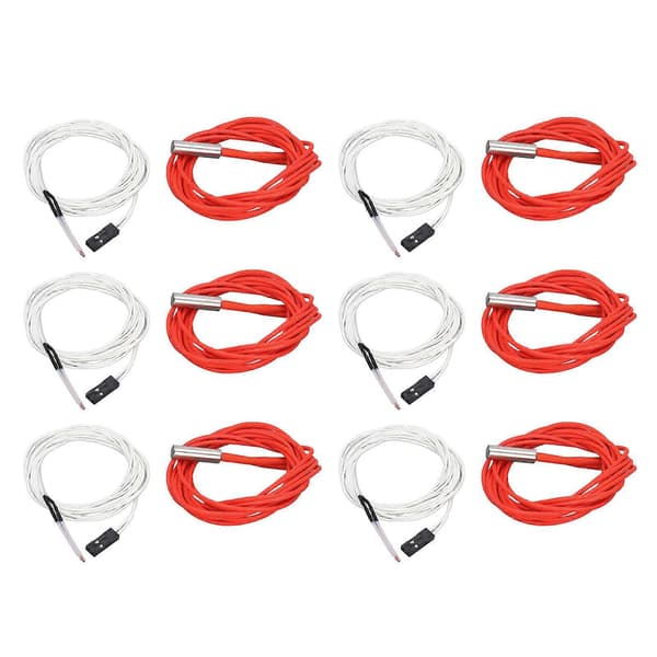 6 stk. termistorledninger med terminal, 6 stk. varmelegemer, 3D-printer Hot End-tilbehør 24V 40W