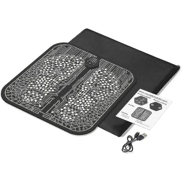 Tflycq Portabel Ems Fotmassageplatta Elektrisk Smart Puls Akupunktur USB-Laddning Black Zipper bag packaging