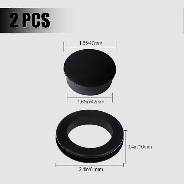 2 Sett Silikon Paraplyhull Deksel Bord og Stopper Paraplystativ Parasoll Tilbehør (transparent) Black